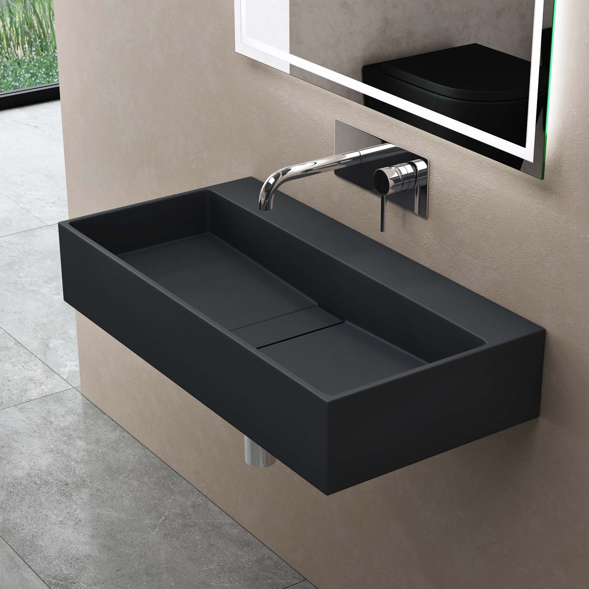 doporro Aufsatzwaschbecken Waschbecken Col6028 Mineralguss Waschtisch mit Armaturloch