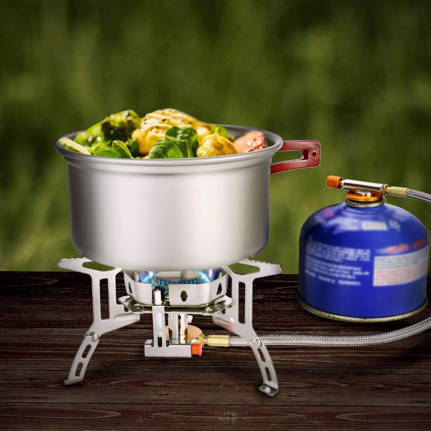 Haiaveng Gaskocher Campingkocher, Winddichter Tragbarer Campingkocher, 3500W Gaskocher, Klein Faltbar Camping Gaskocher für Camping Picknick