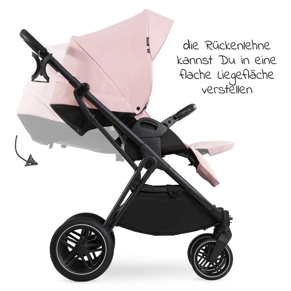 Hauck Kombi-Kinderwagen Vision X Duoset Black - Melange Rose, (7-tlg), 2in1 Kinderwagen Buggy Set mit Babywanne, Sportsitz und Regenschutz