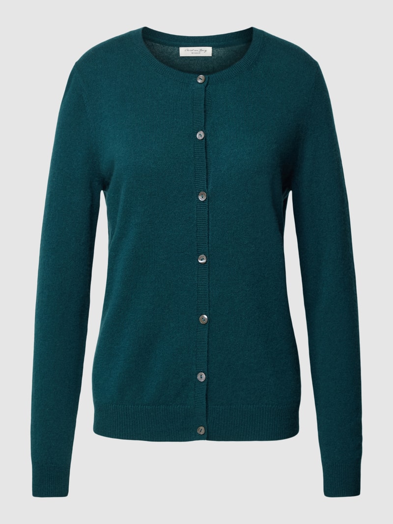 Strickjacke aus Kaschmir mit Knopfleiste in petrol