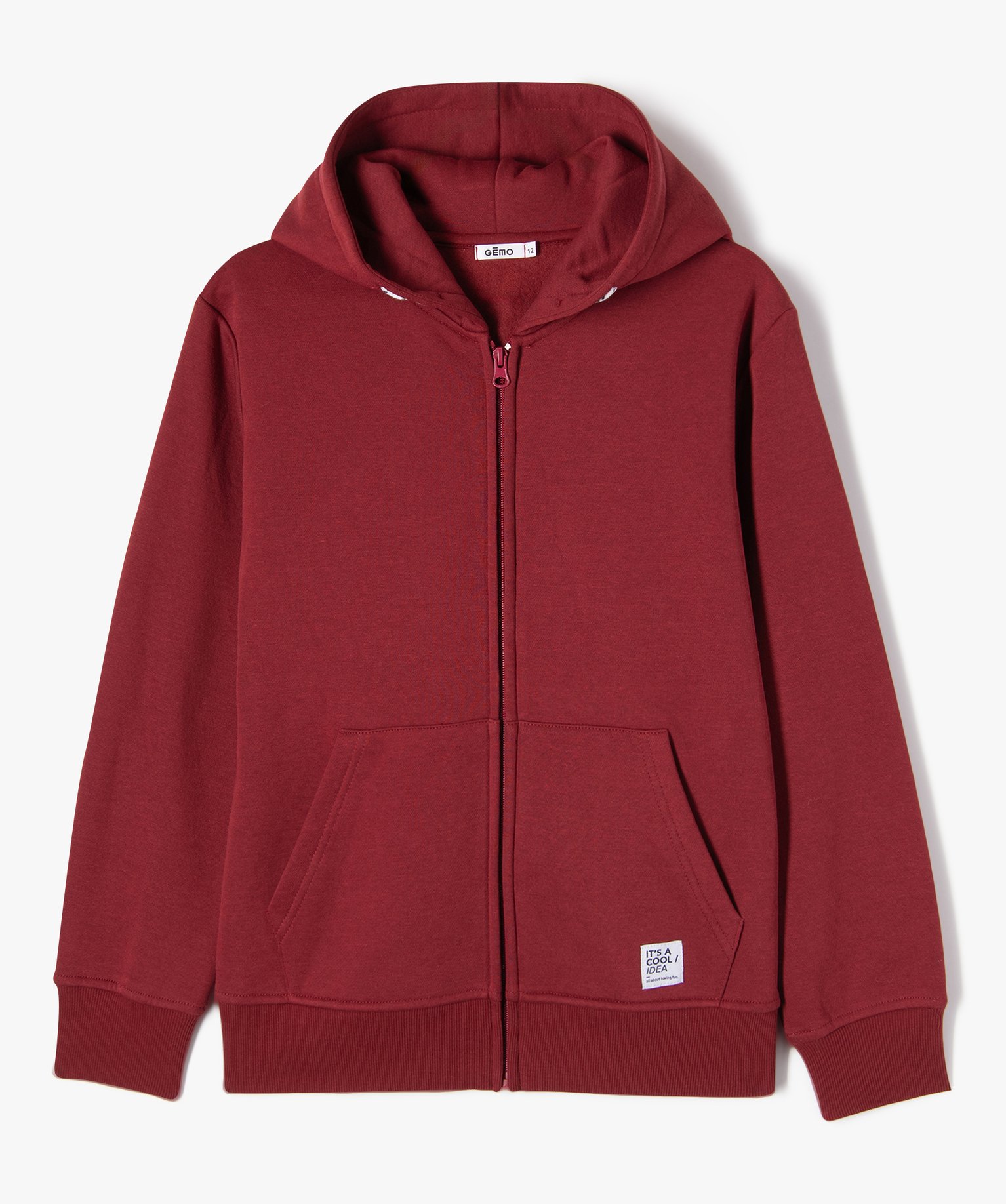Sweat à capuche avec fermeture zippée Garçon rouge | GEMO