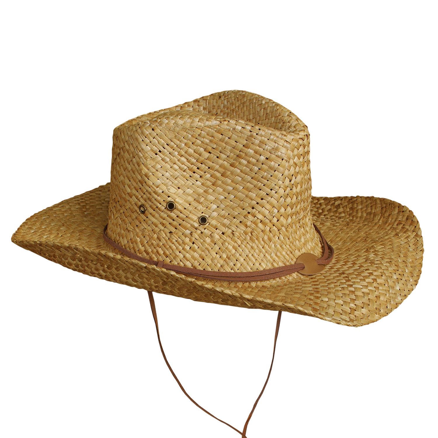 Strohhut mit Kinnband braun