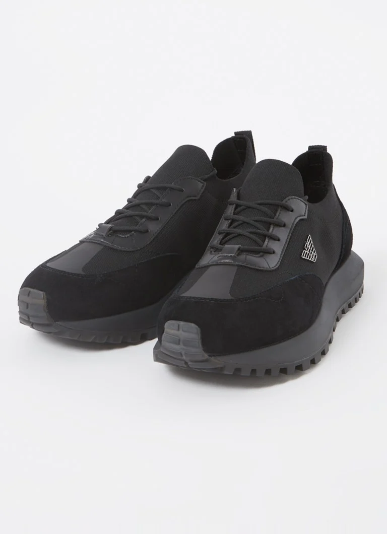 Sneakersy Emporio Armani z siateczki i detalami ze zamszu
