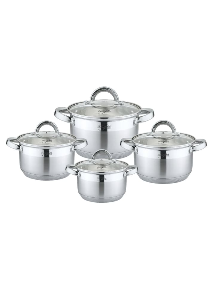 Platinum 8tlg. Edelstahl Kochtopf-Set in Silber günstig kaufen onesize