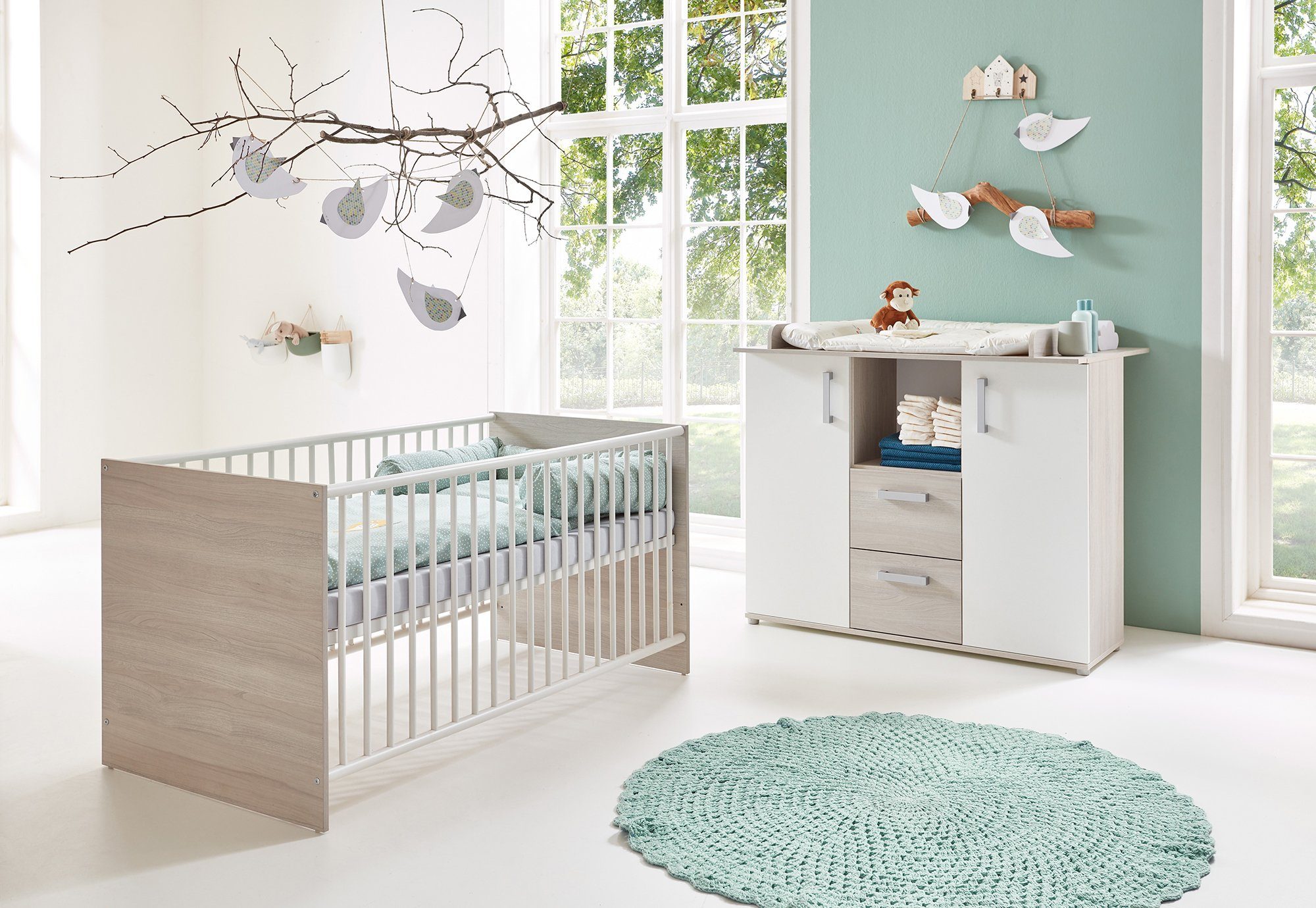 arthur berndt Babymöbel-Set Jonas, (Spar-Set, 2-St., Kinderbett, Wickelkommode), mit Kinderbett und Wickelkommode; Made in Germany