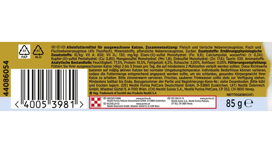 PURINA GOURMET Gold Feine Pastete mit Thunfisch 85 g