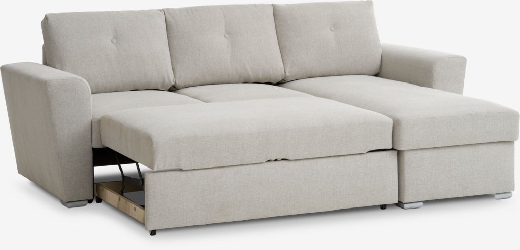 VEJLBY Sofá cama com chaise longue VEJLBY areia clara