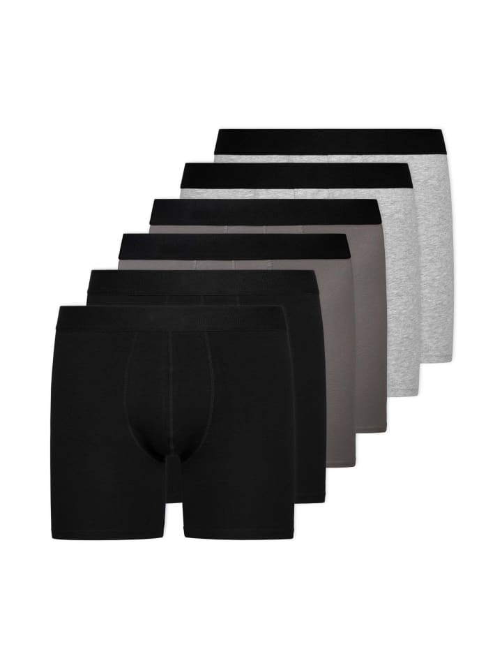 SNOCKS Lange Boxershorts 6 Stück in Mix (Schwarz/Grau/Hellgrau) günstig kaufen