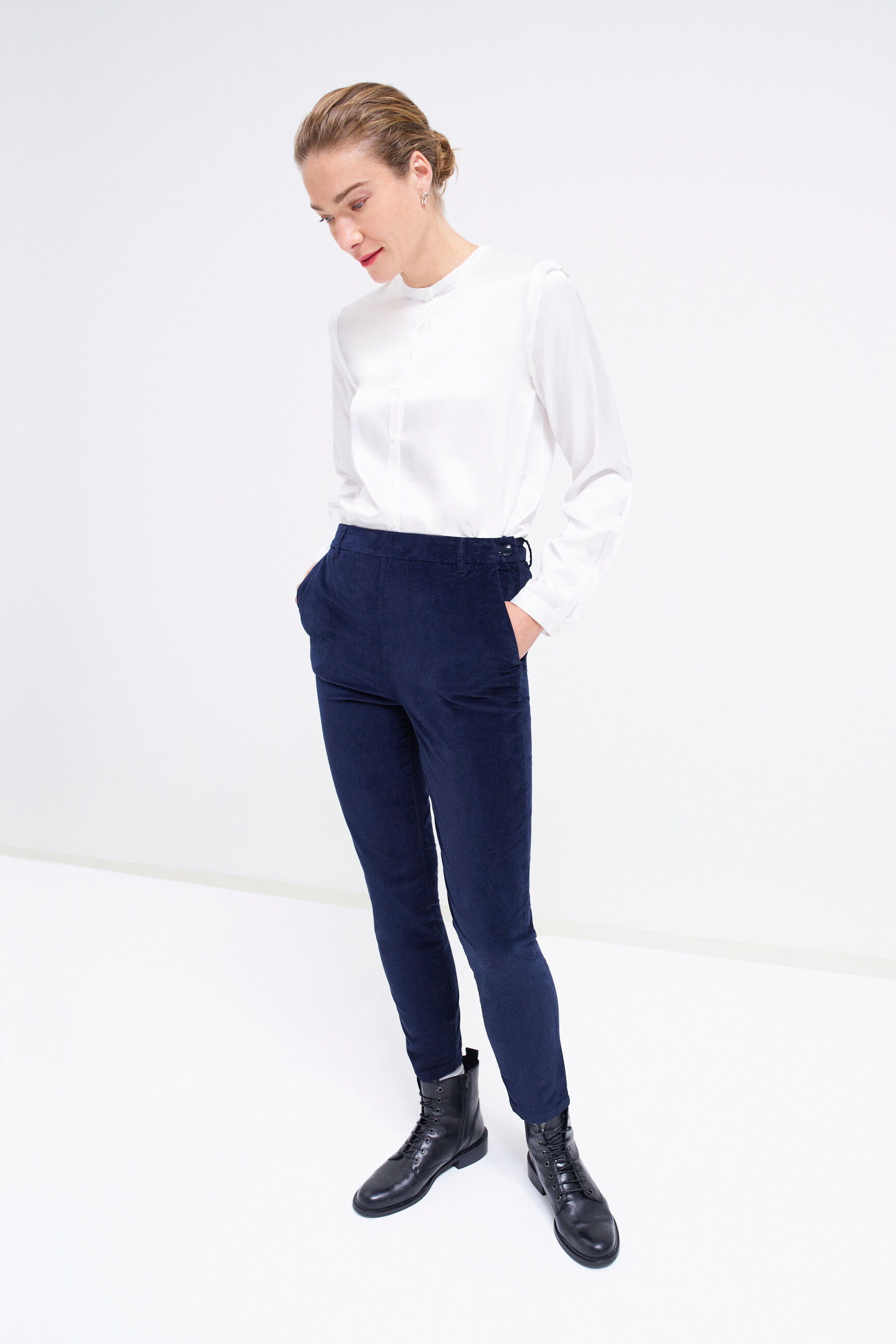 pantalon septimo bleu marine femme