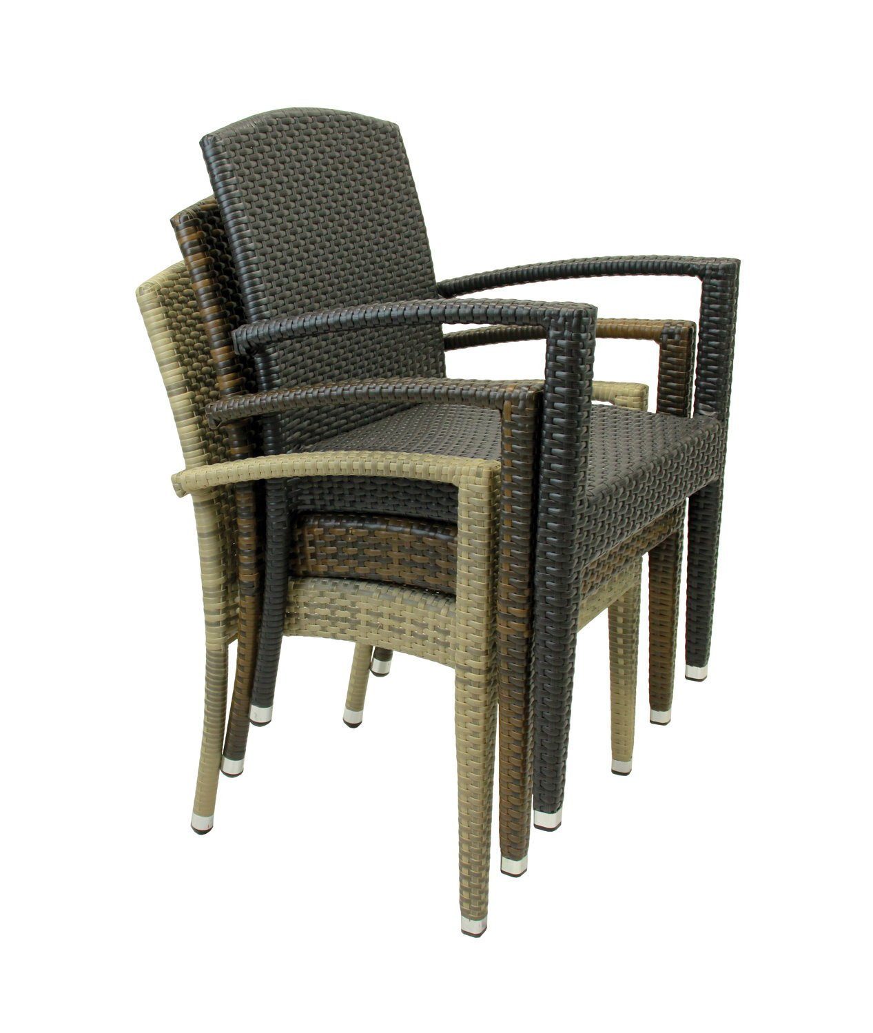 Konway Stapelstuhl MAUI (4 St), 4x KONWAY® MAUI Stapelsessel Lederlook Premium Polyrattan Sessel