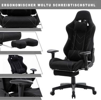 Woltu Gaming-Stuhl (1 St), Armlehne verstellbar, Stoffbezug, höhenverstellbar