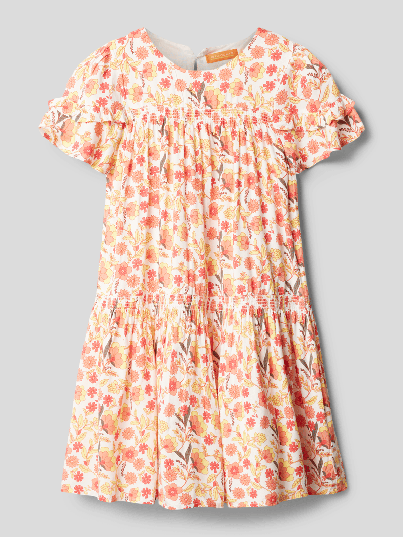Midikleid aus Viskose mit floralem Muster in apricot