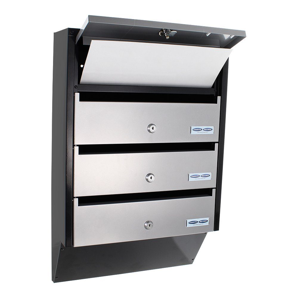 Profirst Wandbriefkasten Profirst Briefkastenanlage Quattro silber/schwarz