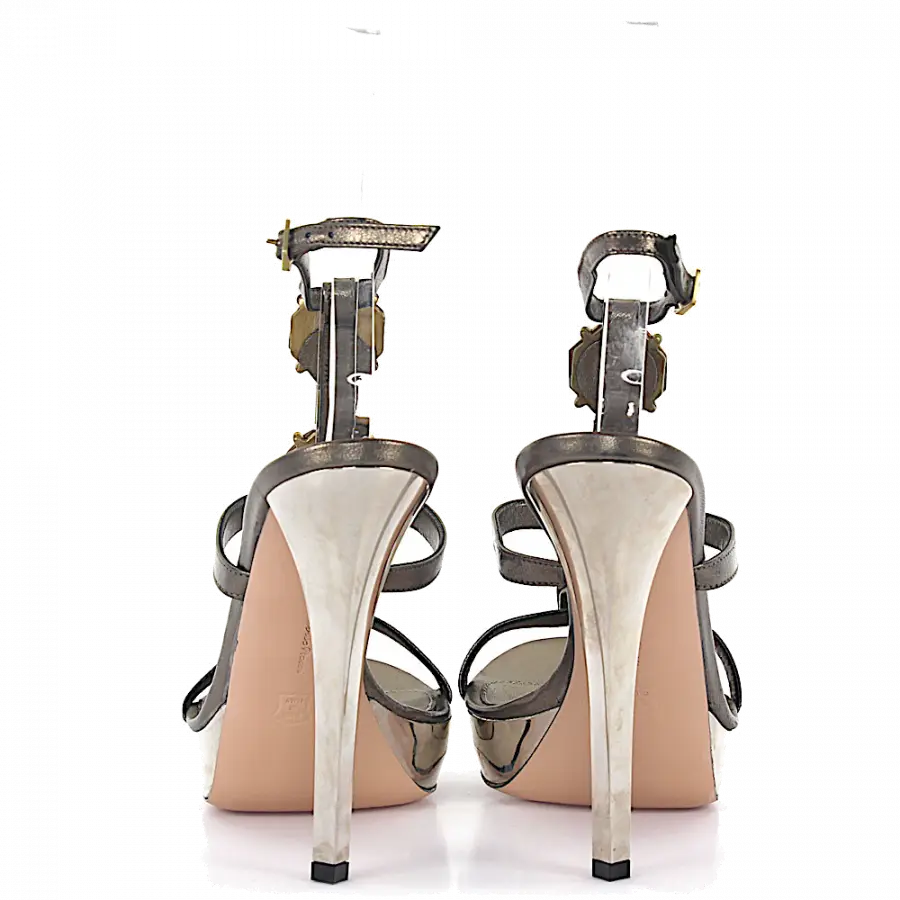 Gianvito Rossi - Riemchensandalen Schmuckstein grau - grau