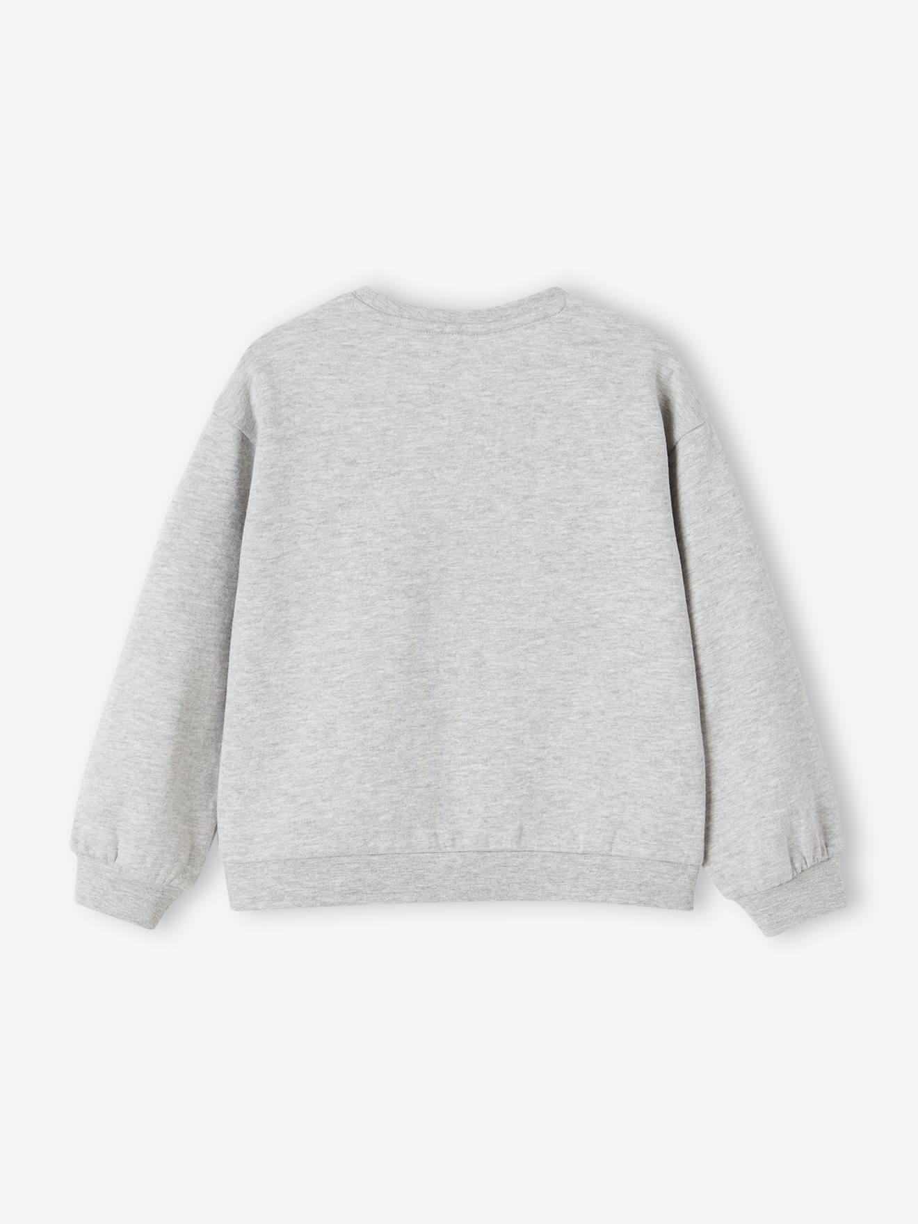 Vertbaudet Mädchen Sweatshirt mit Print Basics Oeko-Tex - grau meliert