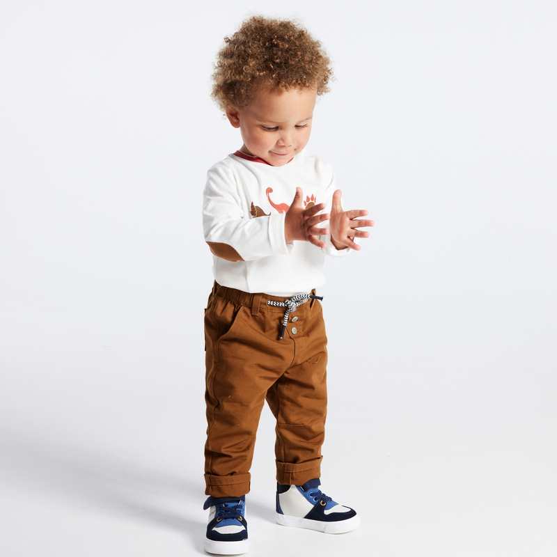 Pantalon regular coton fantaisie marron bébé garçon