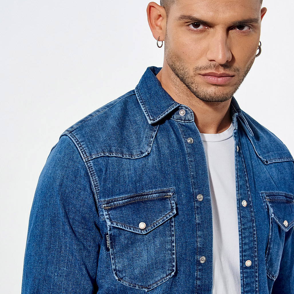 DIEGO  Chemise en jean bleue délavée Homme