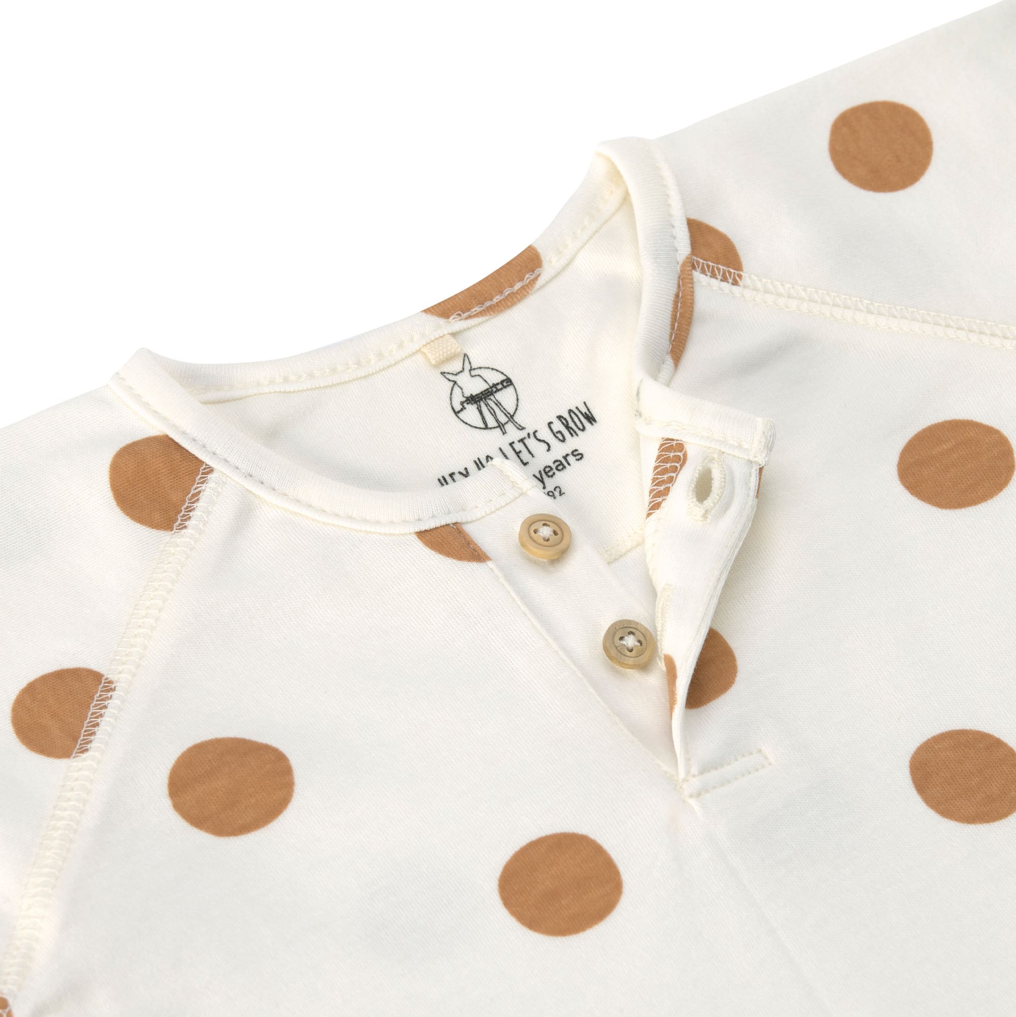 Baby Langarmshirts - Bio Baumwolle, Big Dots, Beige