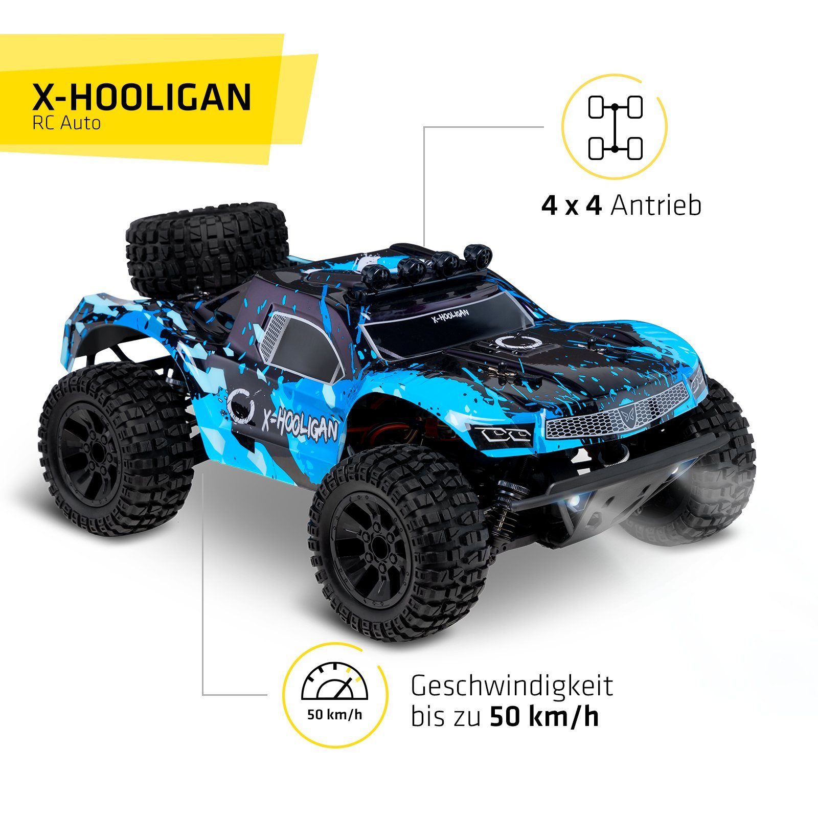 Overmax RC-Auto HOOLIGAN, 50 km/h 4x4 Antrieb 40 Minuten 100 Meter Reichweite