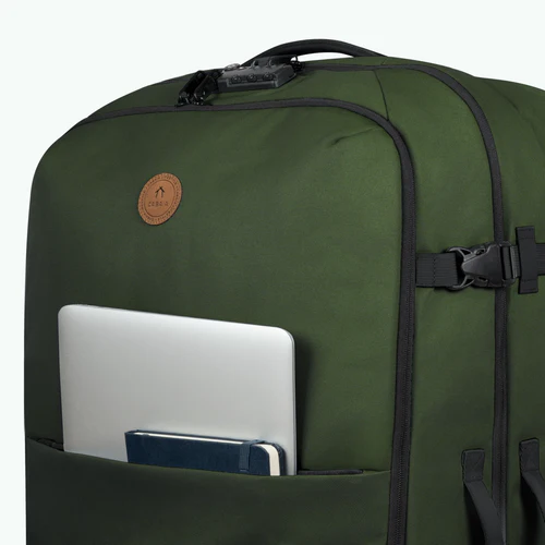 Soft-sided 2-wheel suitcase, large Coromandel leather, khaki