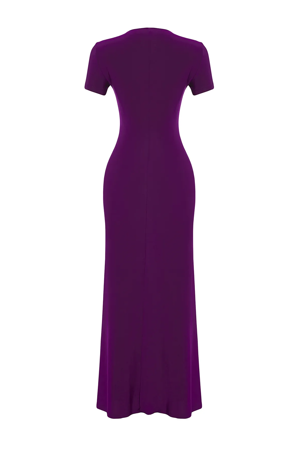 Trendyol Collection  Lila Kurzarm Bodycone/tailliert Rundhals Flexible gestrickte Maxi Bleistiftkleid TWOSS24EL00097