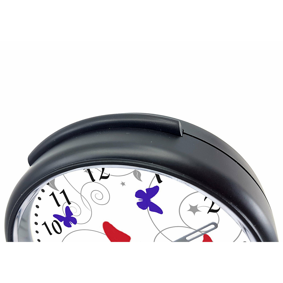 Kinder Funkwecker personalisiert mit Namen Schmetterling Ornamente Atom-/Funkuhr, 12-Stunden-Anzeigeformat, Schlummerfunktion, Nachtlicht, Geräuschlos/Ohne Ticken