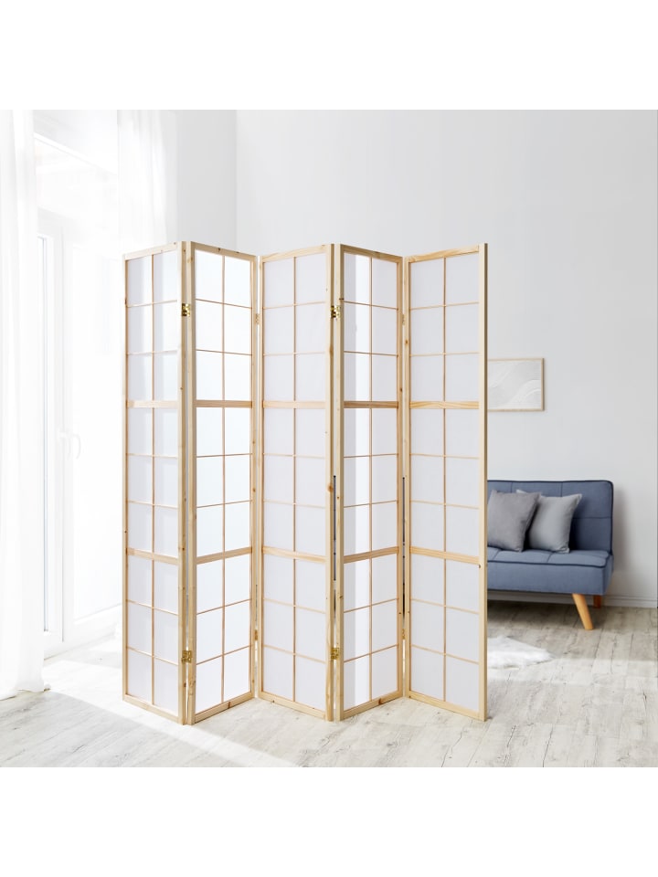 Homestyle4u 5-tlg. Paravent Shoji in Braun 220x175 cm günstig kaufen onesize