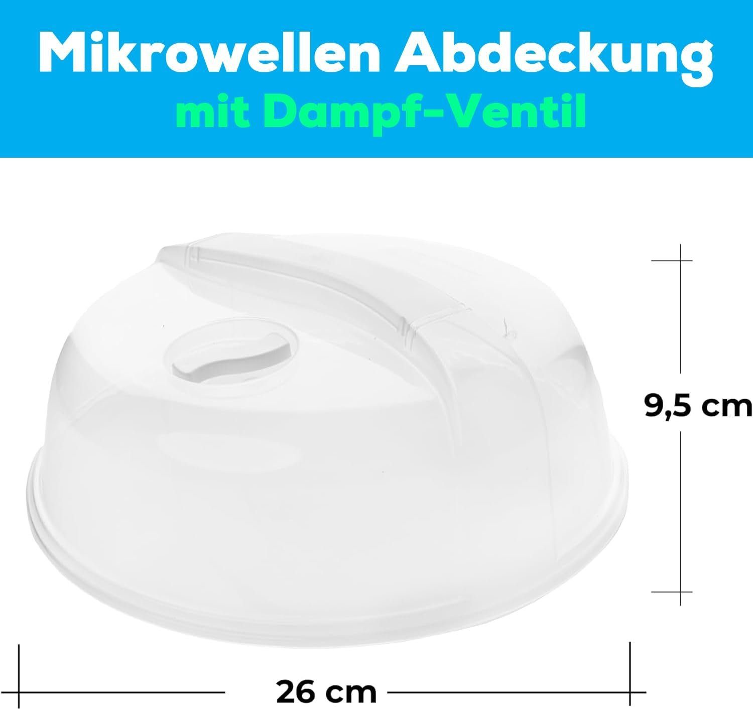 Centi Mikrowellenbehälter 3 Stück Mikrowellenhaube mit Dampfventil, Kunststoff, Mikrowellengeschirr, Höhe: 9.5cm Durchmesser: 26cm