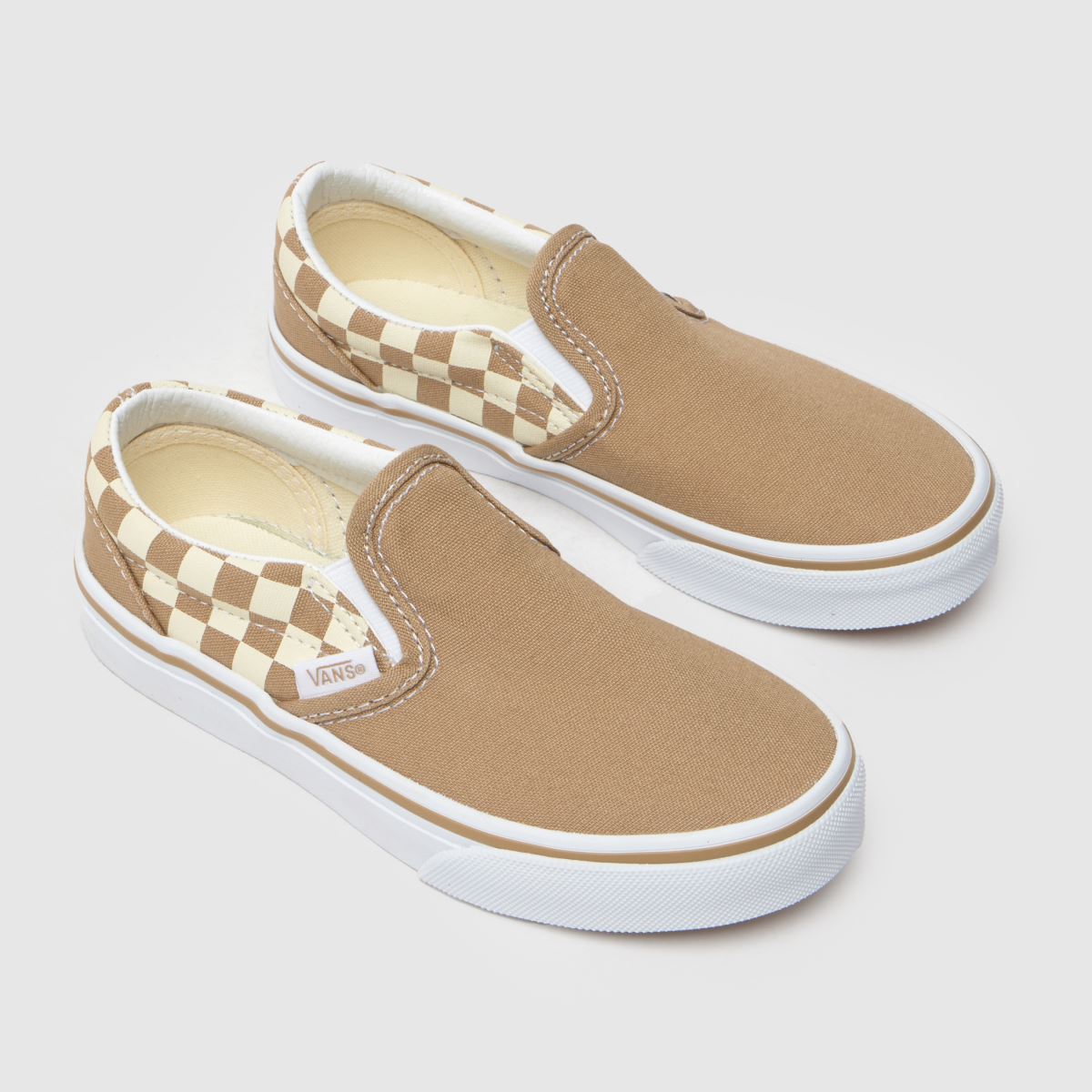 Vans vita och beige klassiska slip-on juniorsneakers