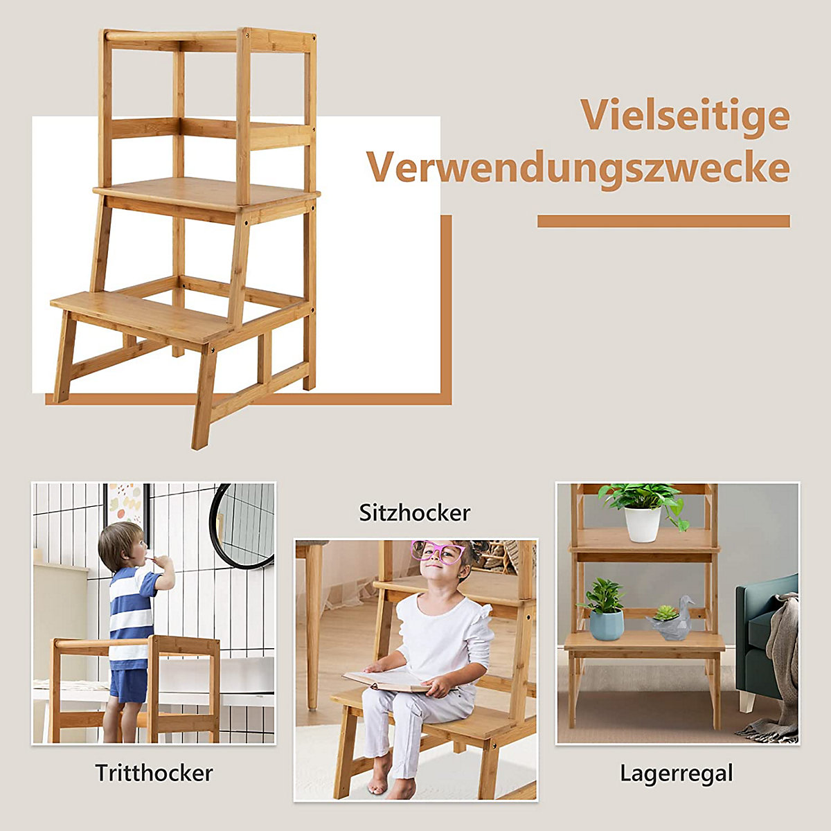 Lerntower Bambus 2 Stufen Lernturm