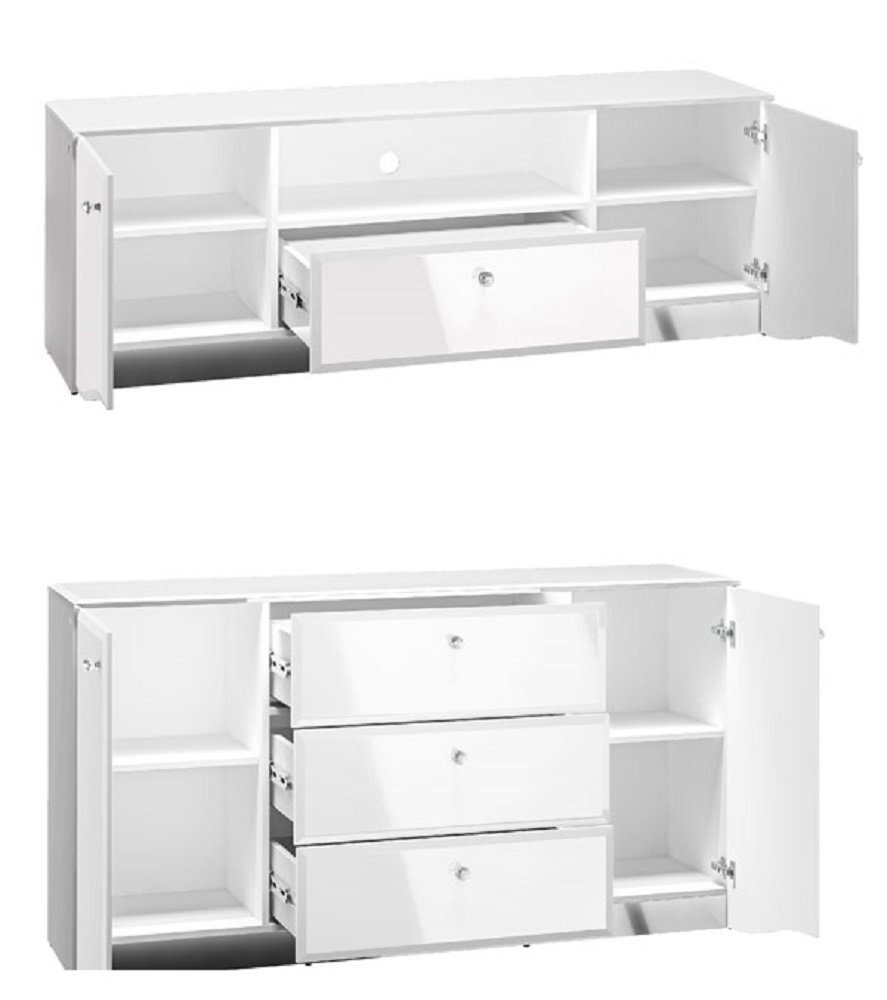 Feldmann-Wohnen Wohnzimmer-Set GLAMOUR, (Set), 1 Sideboard + 1 Lowboard