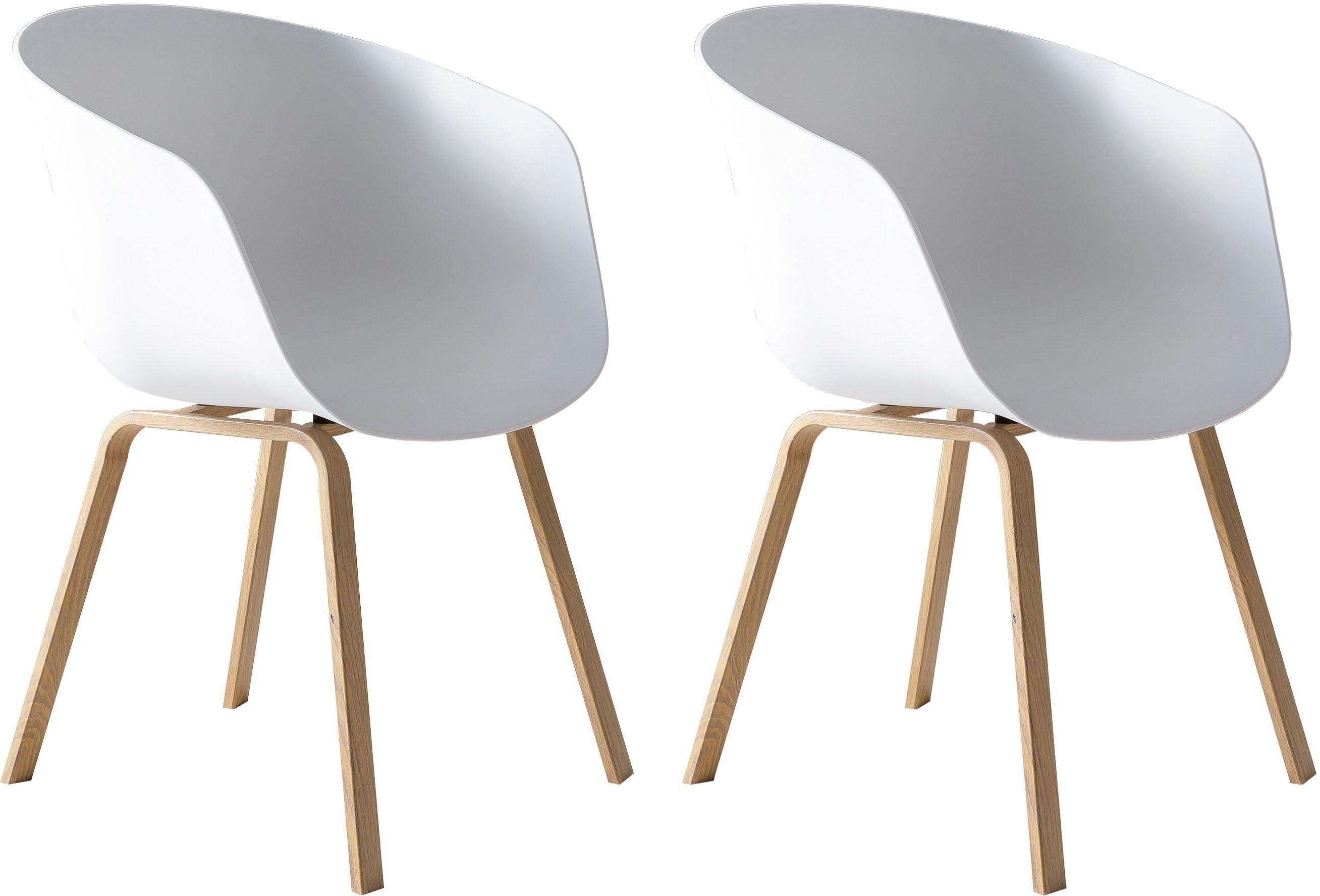 SalesFever Schalenstuhl (Set, 2 St), Metallbeine in Holzoptik