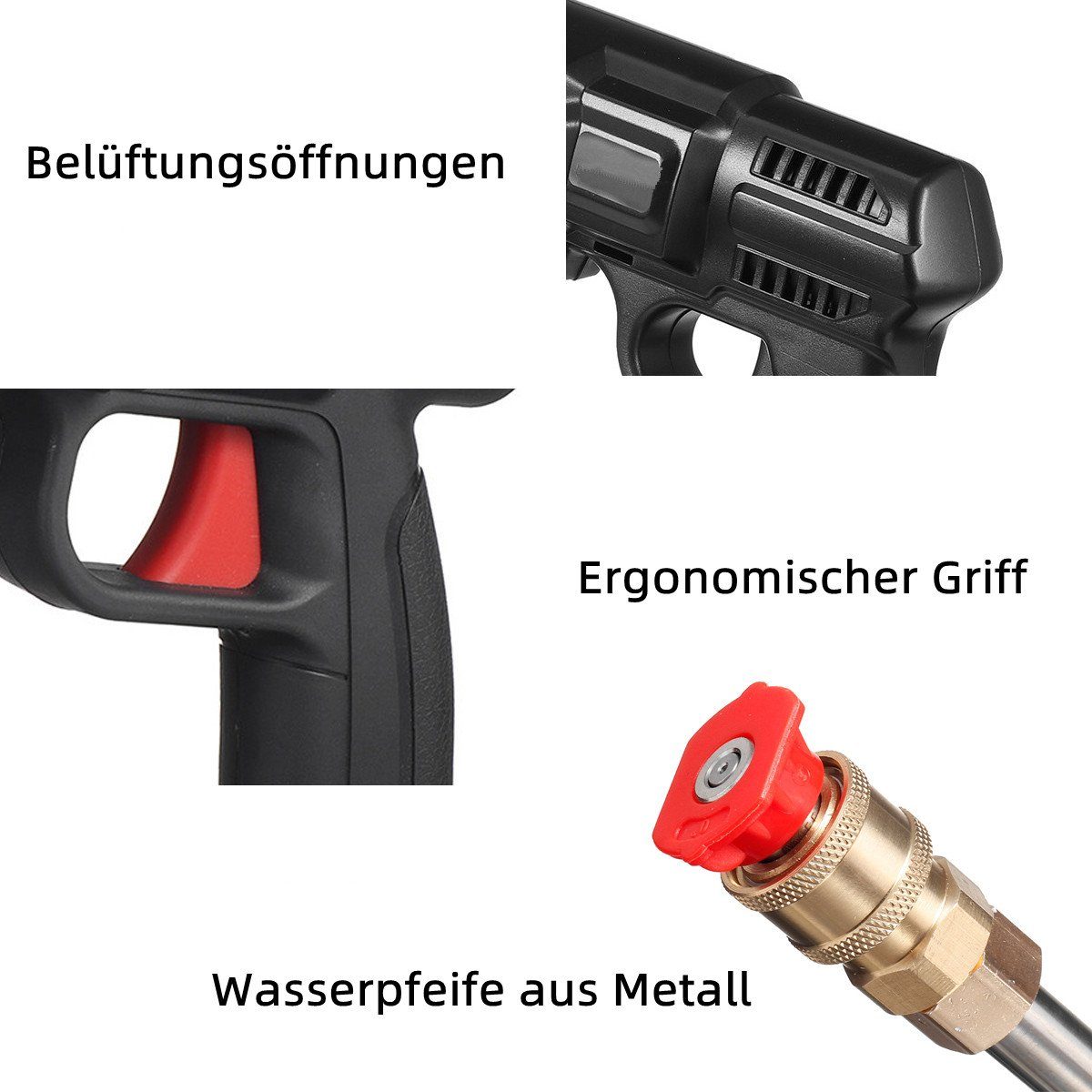 MECO Hochdruckreiniger, (mit Akku und Ladegerät), Wirless Wasserpistole 30bar 24V 12000U/min mit 2 Akku
