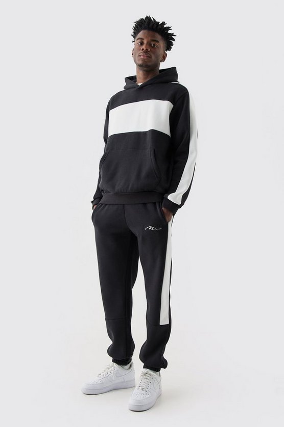 Colorblock Trainingsanzug mit Kapuze