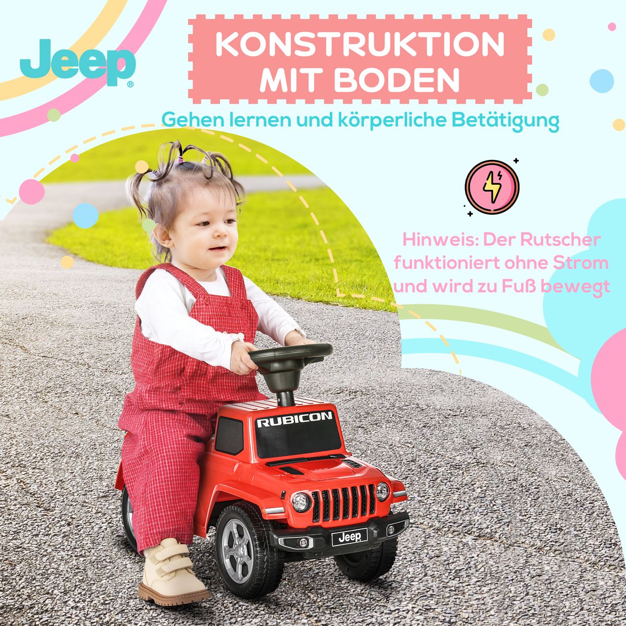AIYAPLAY Rutschauto, Rutscherfahrzeug, Kinderauto mit Hupe, Kinderfahrzeug, Rot