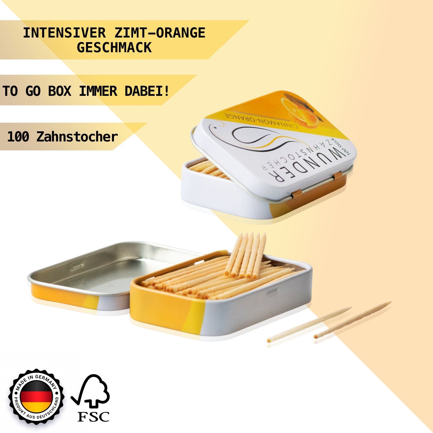 Wunder Zahnstocher Mundpflegecenter Wunder Zahnstocher mit Geschmack - 3er Bundle Zimt Orange