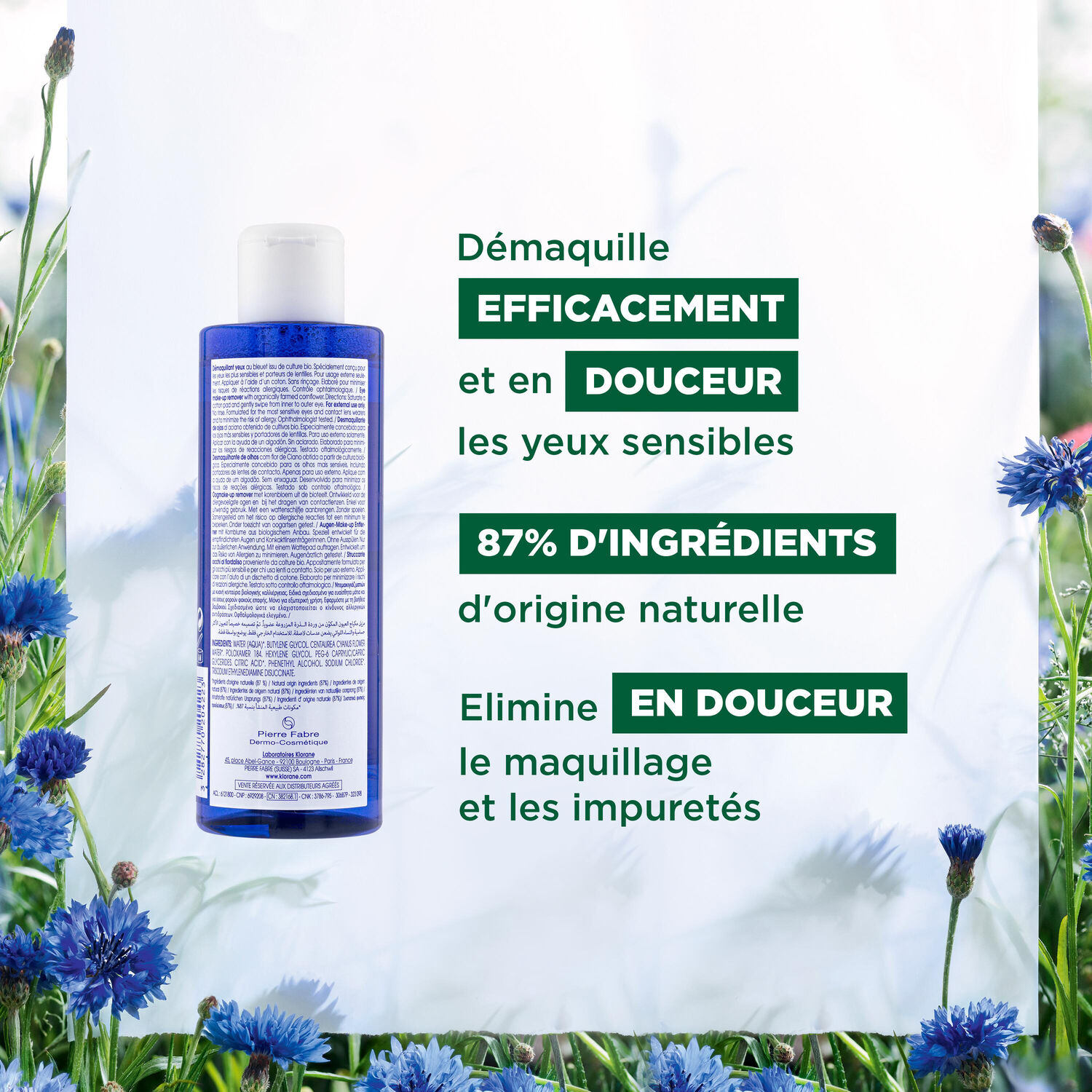 Klorane Démaquillant Yeux Au Bleuet - Yeux sensibles - 100 ml