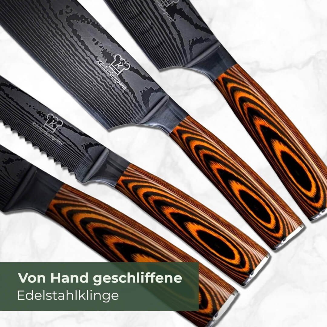 Küchenkompane Messer-Set Messerset mit magnetischem Messerblock - 8-teiliges Küchenmesser Set (2-tlg)
