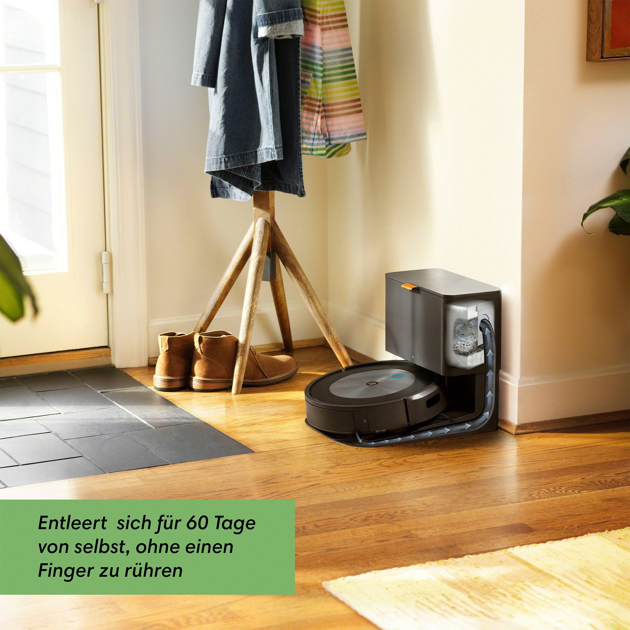 iRobot Saugroboter Roomba® j7+ (j7558), mit Beutel, WLAN-fähig mit autom. Absaugstation, Kartierung und zwei Gummibürsten