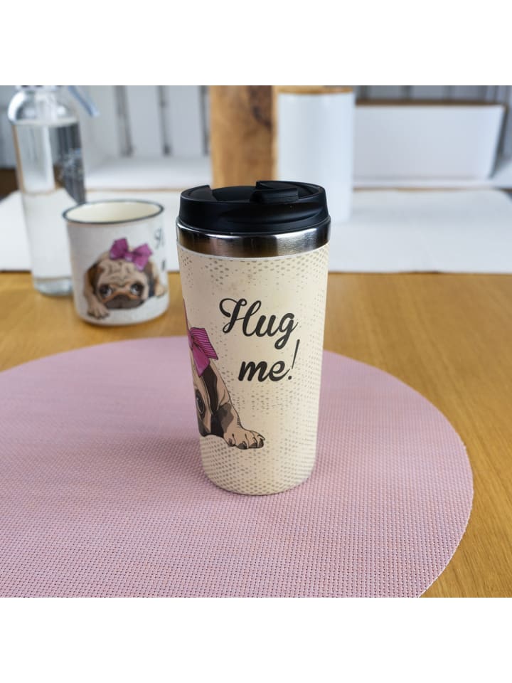 Geda Labels Coffee to go Becher Vintage Mops in Beige - 400 ml günstig kaufen onesize