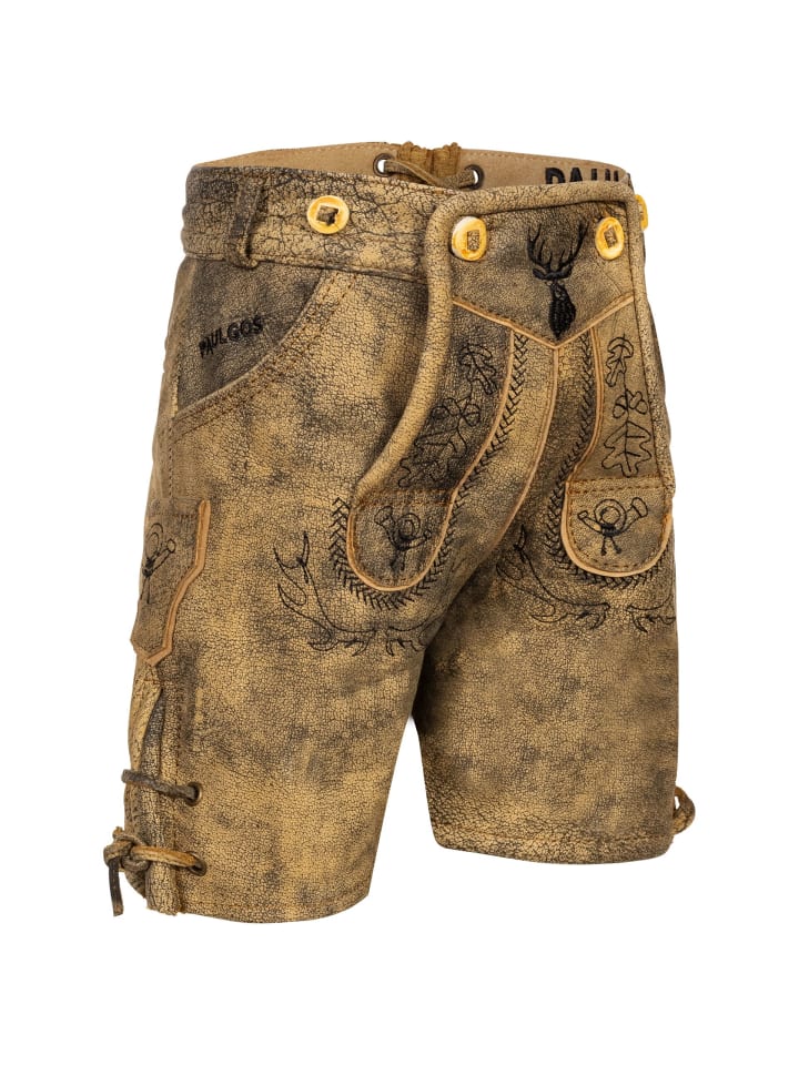 PAULGOS Lederhose Kurz Echtleder KK2 ANTIK in Sandbraun günstig kaufen