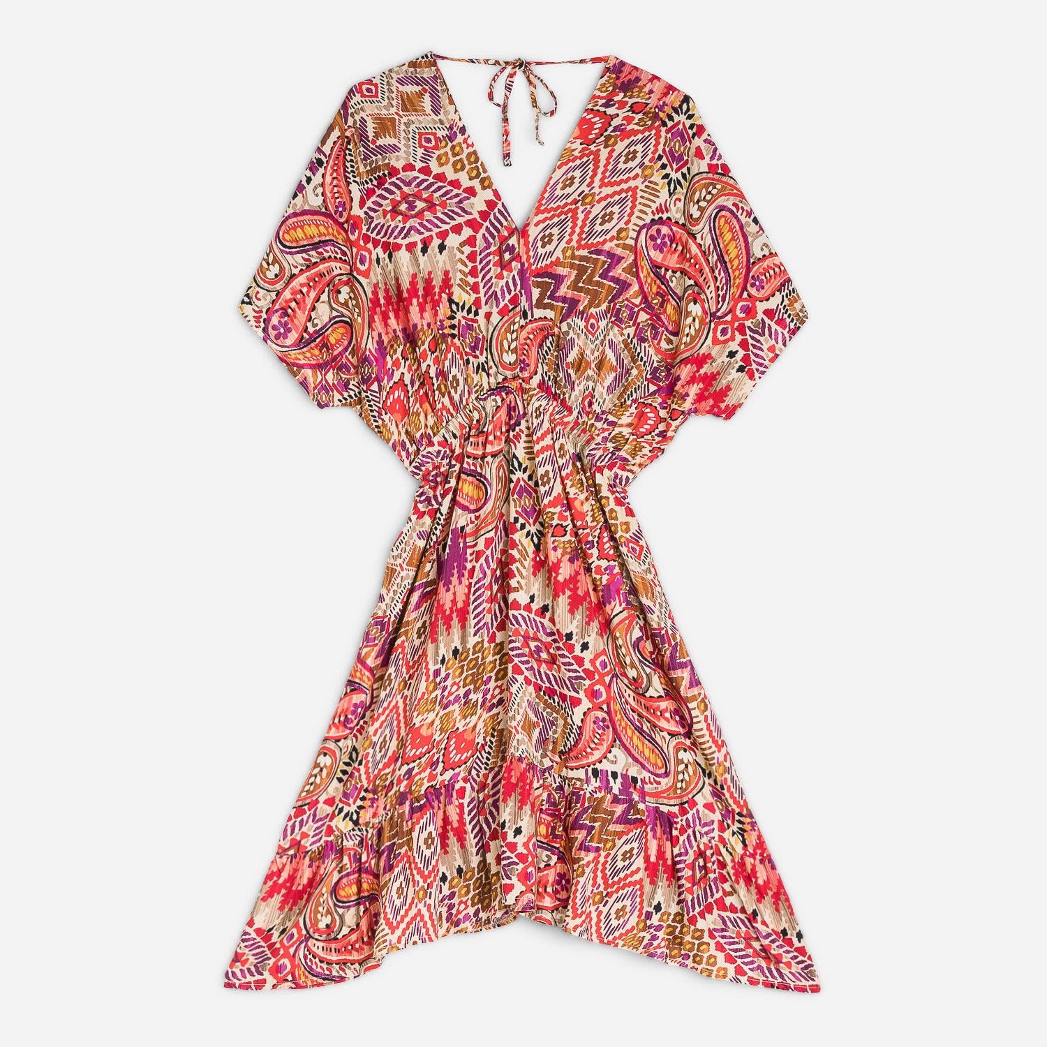 Robe TEXTO écrue à motif ikat