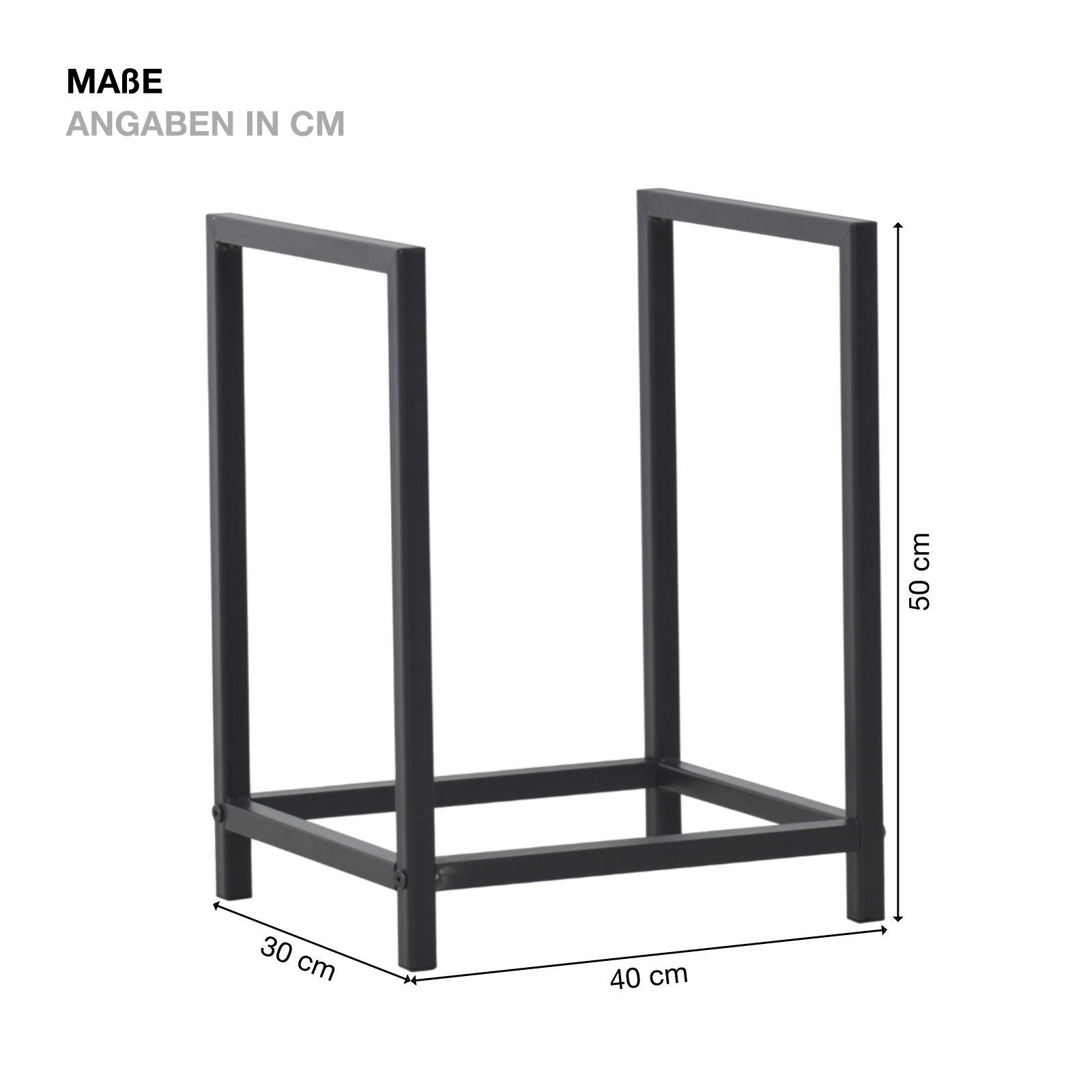 STADO Kaminholzregal Kaminholzregal, Brennholzregal, Stapelhilfe, Schwarz, BxTxH:40x30x50 cm