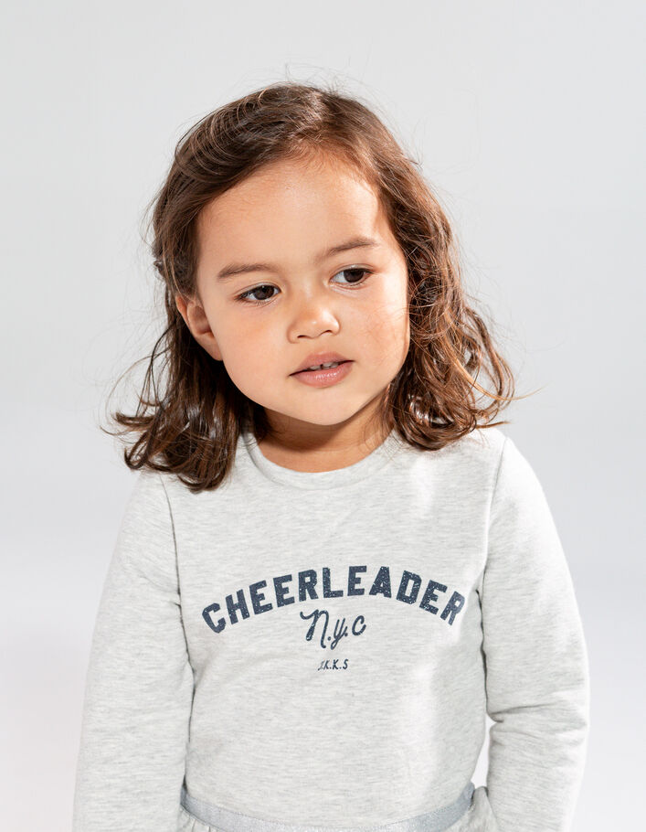Sweat gris à basque coudières coeurs bébé fille