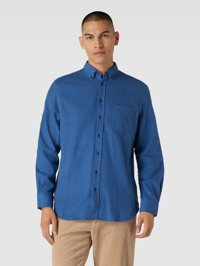 Freizeithemd mit Button-Down-Kragen in marineblau