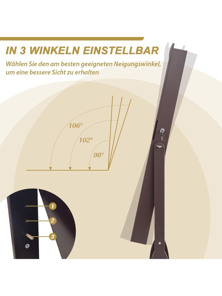 COSTWAY Schmuckschrank LED in Braun günstig kaufen 45 cm