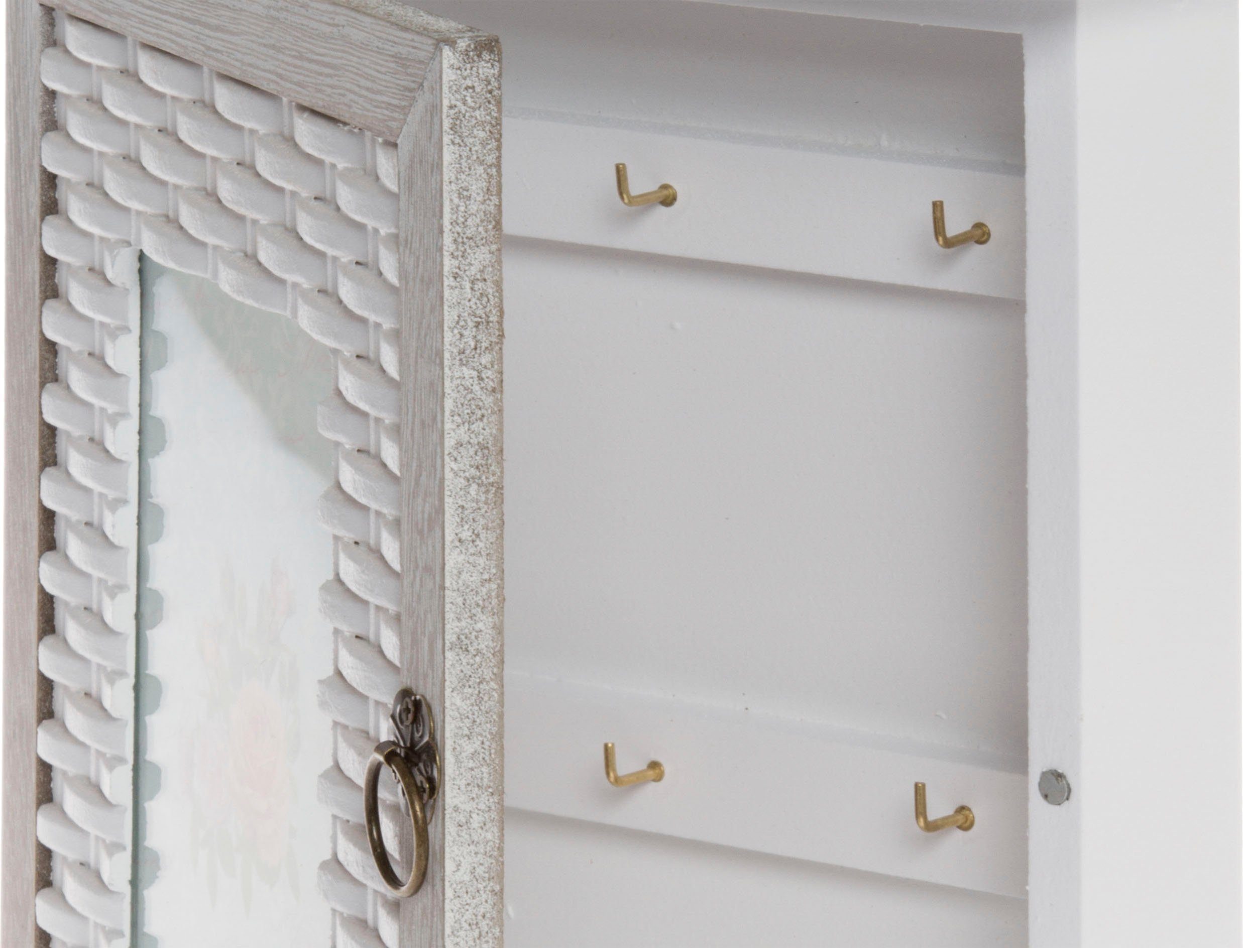 Myflair Möbel & Accessoires Schlüsselkasten Saskia, weiß, mit 6 Haken, Shabby Optik