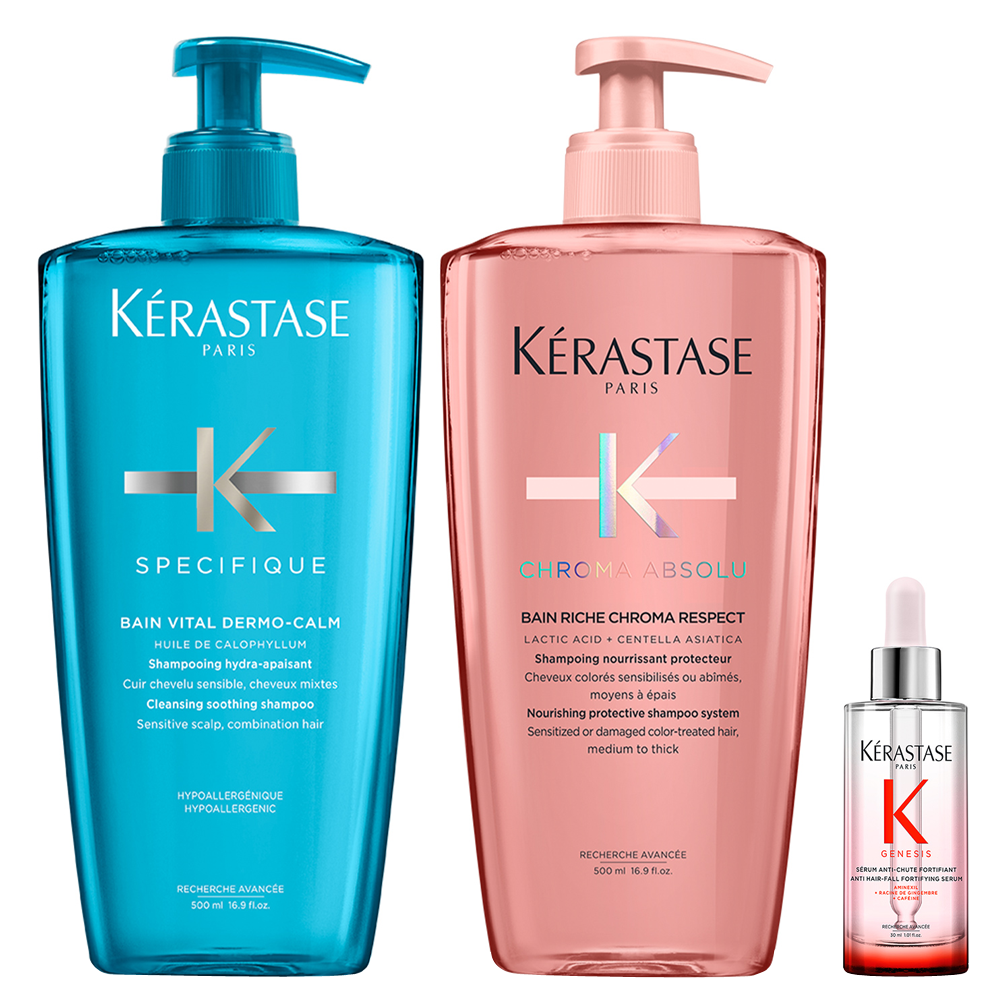 Kérastase Spécifique Bain Vital Dermo-Calm + Chroma Absolu Bain Riche Respekt Duo Bundle
