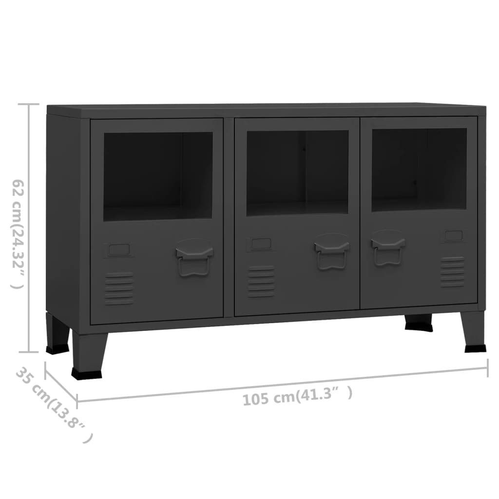 vidaXL Sideboard Industrial Sideboard Anthrazit 105x35x62 cm Metall und Glas (1 St)