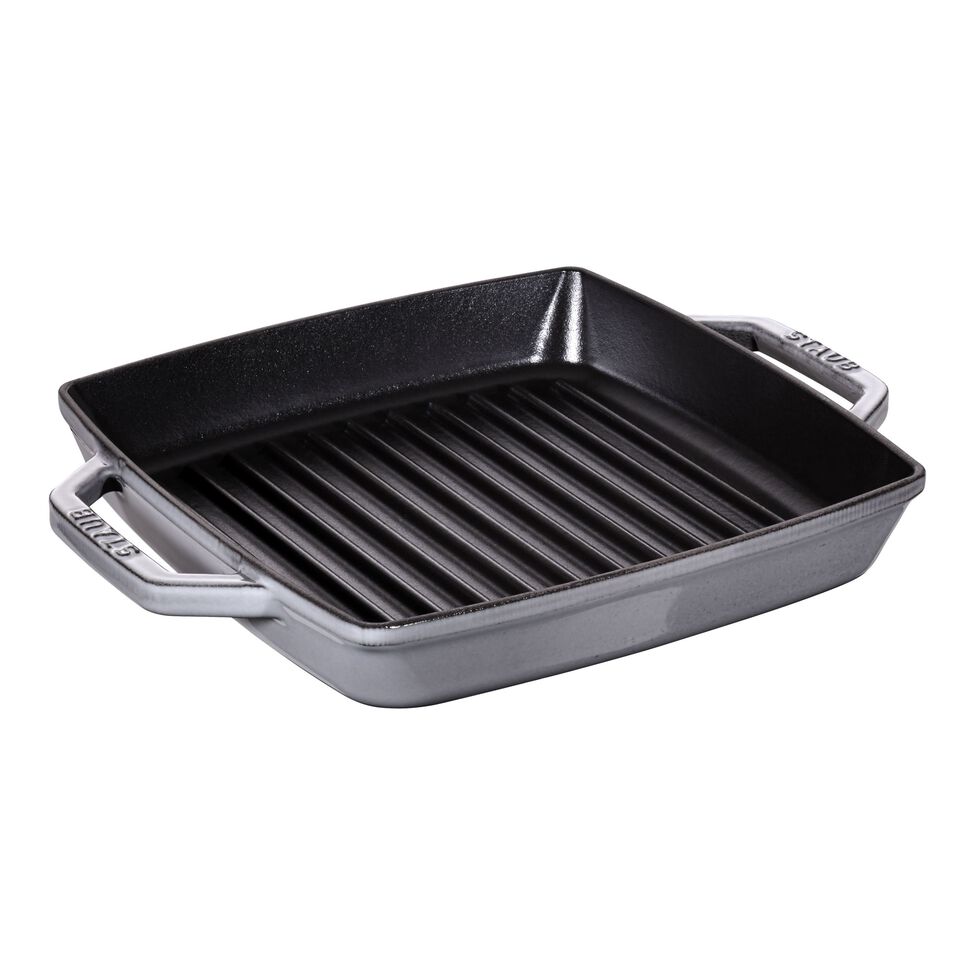 Grillpfanne 23 x 23 cm, Gusseisen, Graphit-Grau